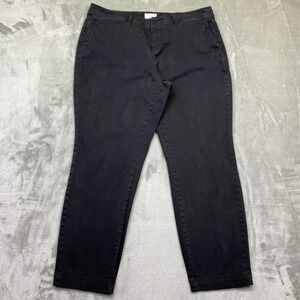 CASLON‎ Black Twill Straight Leg Cropped Pants Women Size 14W Fits 36" Grunge